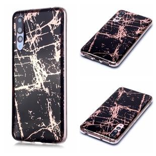 For Huawei P20 Pro Plating Marble Pattern Soft TPU Protective Case(Black Gold)