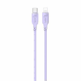 USAMS US-SJ566 Type-C / USB-C to 8 Pin PD 20W Fast Charing Data Cable with Light, Length: 1.2m(Purple)
