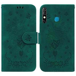 For Infinix Hot 8 X650 CC7 Butterfly Rose Embossed Leather Phone Case(Green)