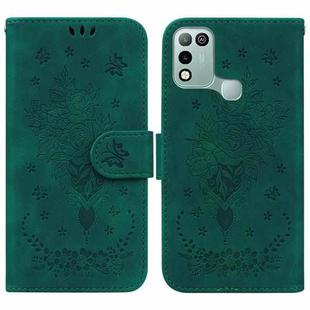 For Infinix Hot 10 Play / Smart 5 India Butterfly Rose Embossed Leather Phone Case(Green)
