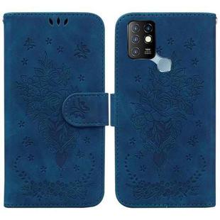 For Infinix Hot 10 X682 Butterfly Rose Embossed Leather Phone Case(Blue)