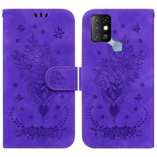 For Infinix Hot 10 X682 Butterfly Rose Embossed Leather Phone Case(Purple)