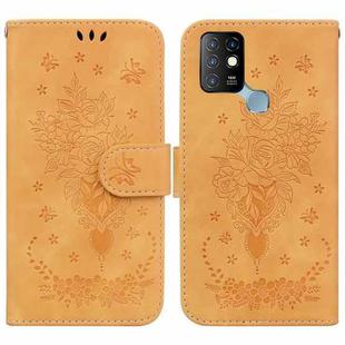 For Infinix Hot 10 X682 Butterfly Rose Embossed Leather Phone Case(Yellow)