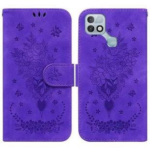 For Infinix Hot 10i / Smart 5 Pro Butterfly Rose Embossed Leather Phone Case(Purple)
