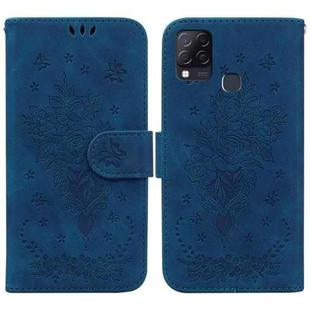 For Infinix Hot 10s / Hot 10T Butterfly Rose Embossed Leather Phone Case(Blue)