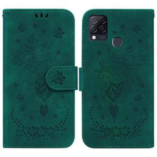 For Infinix Hot 10s / Hot 10T Butterfly Rose Embossed Leather Phone Case(Green)