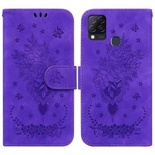 For Infinix Hot 10s / Hot 10T Butterfly Rose Embossed Leather Phone Case(Purple)