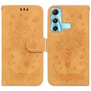 For Infinix Hot 11 X662 Butterfly Rose Embossed Leather Phone Case(Yellow)