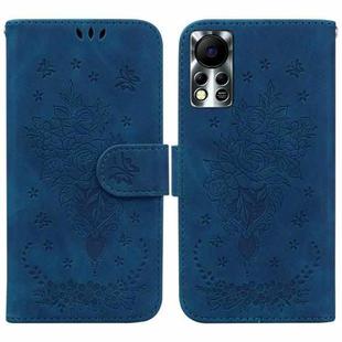 For Infinix Hot 11s NFC X6812B Butterfly Rose Embossed Leather Phone Case(Blue)