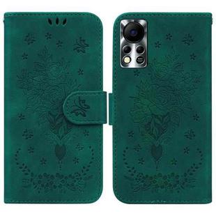 For Infinix Hot 11s NFC X6812B Butterfly Rose Embossed Leather Phone Case(Green)