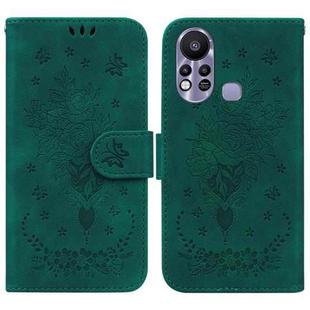 For Infinix Hot 11s X6812 Butterfly Rose Embossed Leather Phone Case(Green)