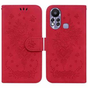 For Infinix Hot 11s X6812 Butterfly Rose Embossed Leather Phone Case(Red)