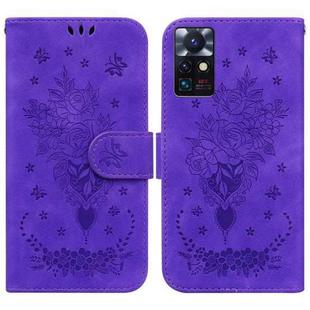 For Infinix Zero X Neo X6810 Butterfly Rose Embossed Leather Phone Case(Purple)