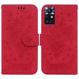 For Infinix Zero X Neo X6810 Butterfly Rose Embossed Leather Phone Case(Red)