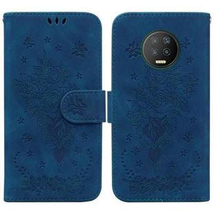 For Infinix Note 7 X690 Butterfly Rose Embossed Leather Phone Case(Blue)