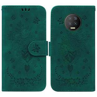 For Infinix Note 7 X690 Butterfly Rose Embossed Leather Phone Case(Green)