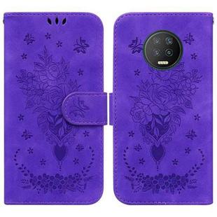 For Infinix Note 7 X690 Butterfly Rose Embossed Leather Phone Case(Purple)