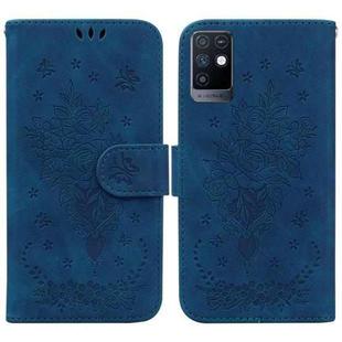 For Infinix Note 10 X693 Butterfly Rose Embossed Leather Phone Case(Blue)