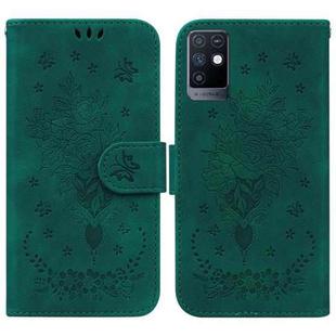 For Infinix Note 10 X693 Butterfly Rose Embossed Leather Phone Case(Green)