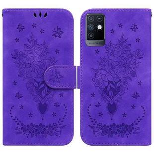 For Infinix Note 10 X693 Butterfly Rose Embossed Leather Phone Case(Purple)