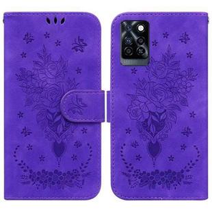 For Infinix Note 10 Pro X695 Butterfly Rose Embossed Leather Phone Case(Purple)