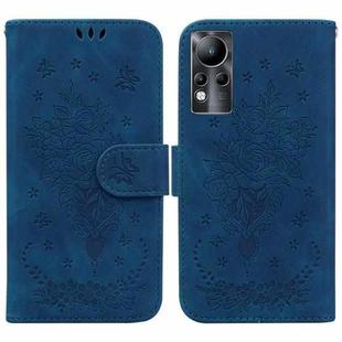 For Infinix Note 11 Butterfly Rose Embossed Leather Phone Case(Blue)