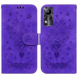 For Infinix Note 11 Butterfly Rose Embossed Leather Phone Case(Purple)