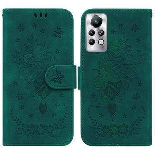 For Infinix Note 11 Pro / Note 11s Butterfly Rose Embossed Leather Phone Case(Green)