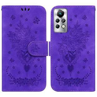 For Infinix Note 11 Pro / Note 11s Butterfly Rose Embossed Leather Phone Case(Purple)