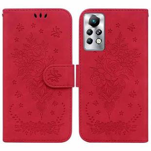 For Infinix Note 11 Pro / Note 11s Butterfly Rose Embossed Leather Phone Case(Red)