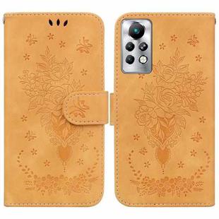 For Infinix Note 11 Pro / Note 11s Butterfly Rose Embossed Leather Phone Case(Yellow)