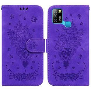 For Infinix Smart 5 X657 / Hot 10 Lite Butterfly Rose Embossed Leather Phone Case(Purple)