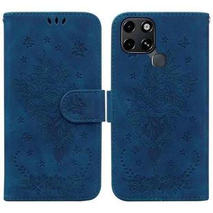 For Infinix Smart 6 Butterfly Rose Embossed Leather Phone Case(Blue)