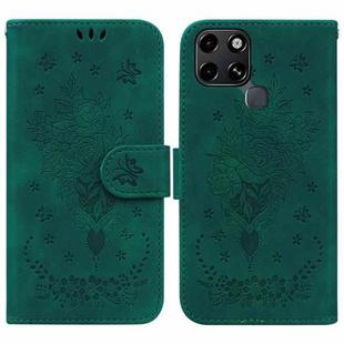 For Infinix Smart 6 Butterfly Rose Embossed Leather Phone Case(Green)
