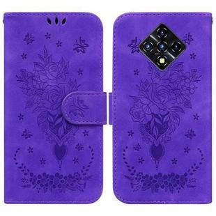 For Infinix Zero 8 X687 Butterfly Rose Embossed Leather Phone Case(Purple)