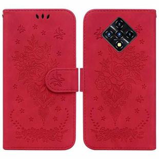 For Infinix Zero 8 X687 Butterfly Rose Embossed Leather Phone Case(Red)