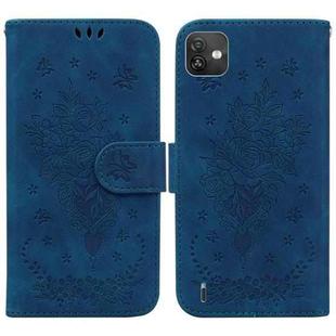 For Wiko Y82 Butterfly Rose Embossed Leather Phone Case(Blue)