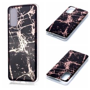 For Galaxy S20 Plating Marble Pattern Soft TPU Protective Case(Black Gold)