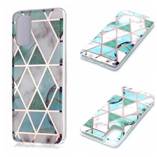 For Galaxy S20+ Plating Marble Pattern Soft TPU Protective Case(Green White)