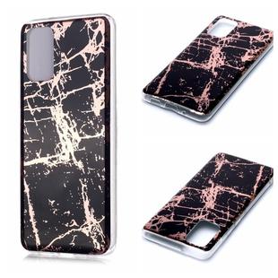 For Galaxy S20+ Plating Marble Pattern Soft TPU Protective Case(Black Gold)