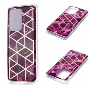 For Galaxy S20 Ultra Plating Marble Pattern Soft TPU Protective Case(Purple)