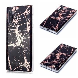 For Galaxy Note10 Plating Marble Pattern Soft TPU Protective Case(Black Gold)