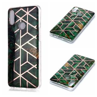 For Galaxy A10s Plating Marble Pattern Soft TPU Protective Case(Green)