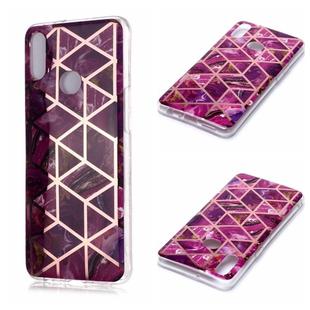 For Galaxy A10s Plating Marble Pattern Soft TPU Protective Case(Purple)