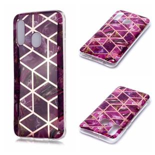 For Galaxy A20e Plating Marble Pattern Soft TPU Protective Case(Purple)