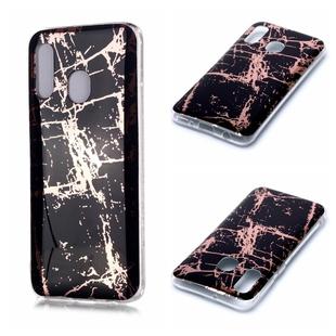 For Galaxy A20e Plating Marble Pattern Soft TPU Protective Case(Black Gold)