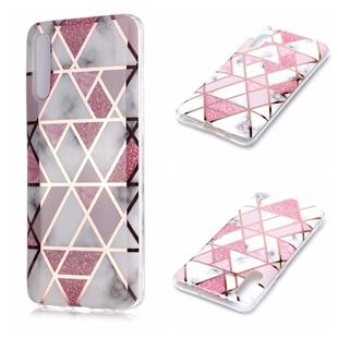 For Galaxy A70 Plating Marble Pattern Soft TPU Protective Case(Pink)