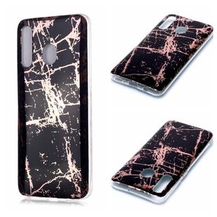 For Galaxy A20 / A30 Plating Marble Pattern Soft TPU Protective Case(Black Gold)