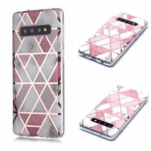 For Galaxy S10 Plating Marble Pattern Soft TPU Protective Case(Pink)
