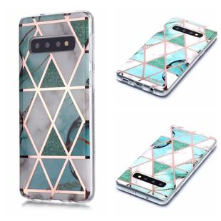 For Galaxy S10 Plating Marble Pattern Soft TPU Protective Case(Green White)